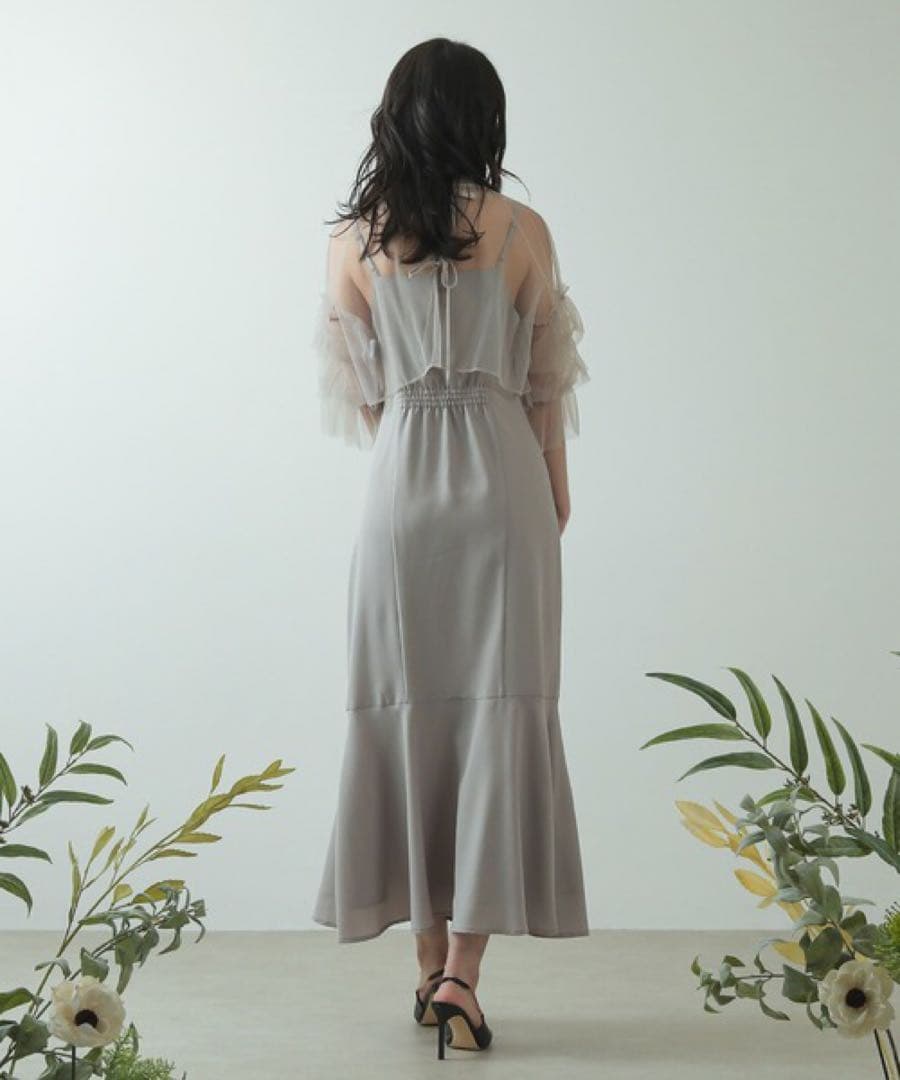 完売品　人気　チュールティアードボレロ3way キャミワンピースドレス　S