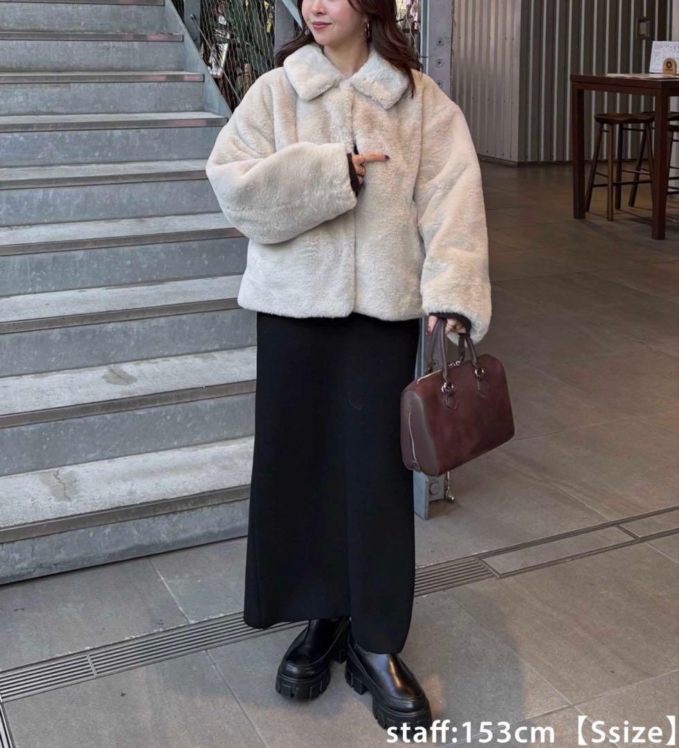 DISCOAT ファージャケット　ライトグレー S