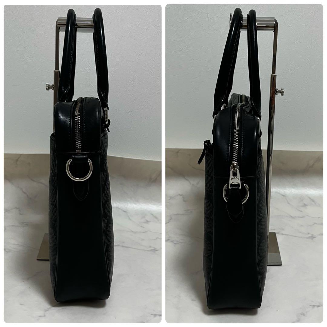 coach コーチ ビジネスバッグ PVCレザー　ブラック シグネチャー A4可