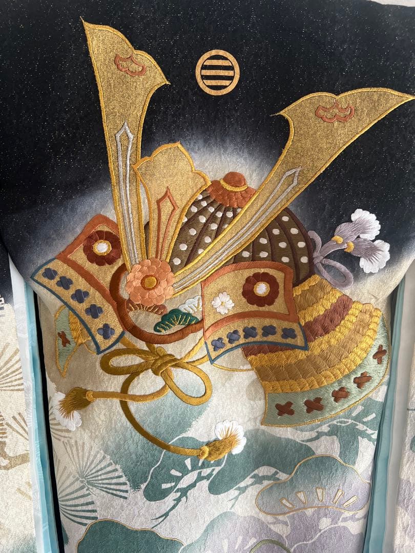 ★豪華刺繍兜 【日本製】お宮参り着物 男の子用 赤ちゃんの初着のお祝い 肌着付き