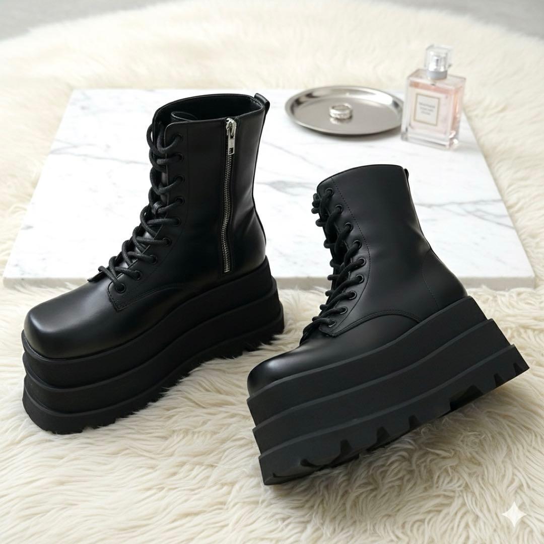 Darich トリプルソールエンジニアブーツ ヒール 厚底 ブーツ ブラック M