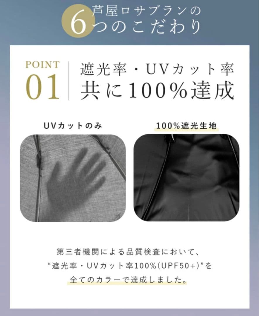 9/20迄値下げ❗芦屋ロサブラン＊晴雨兼用 完全遮光100％ 50cm ブラック