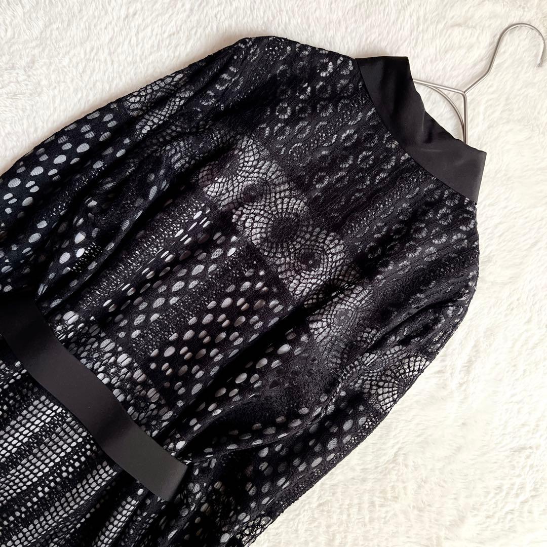 未使用✨グレースコンチネンタル クロシェレース ワンピース マキシ丈 ベルト 黒