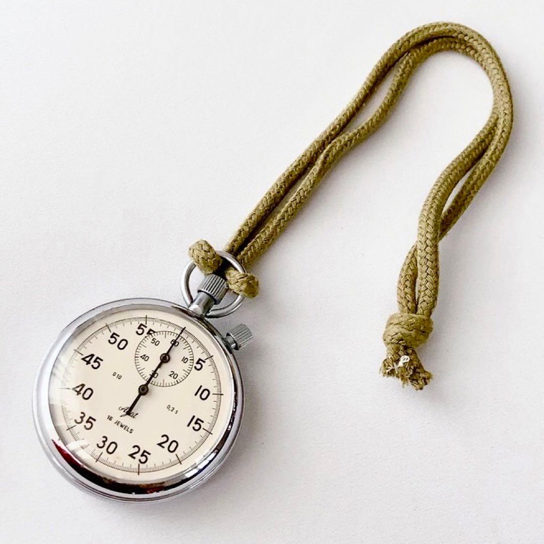 ビンテージ　Agat CCCP 旧ソ連製　16石手巻き式ストップウォッチ　稀少♪