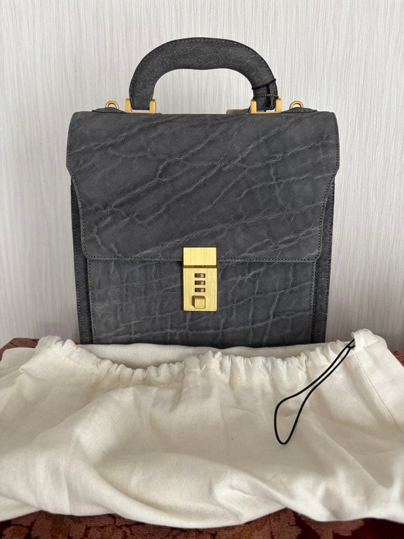 象革（希少）ビジネスバッグ　ショルダーベルト付き