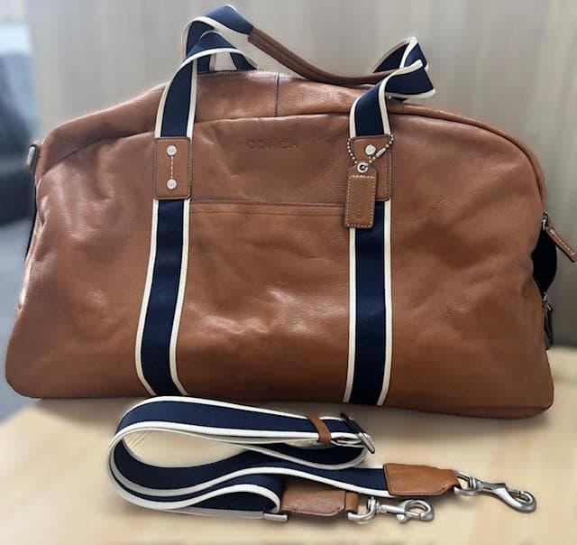 COACH コーチ F70561 ボストンバッグ レザー ブラウン×ネイビー