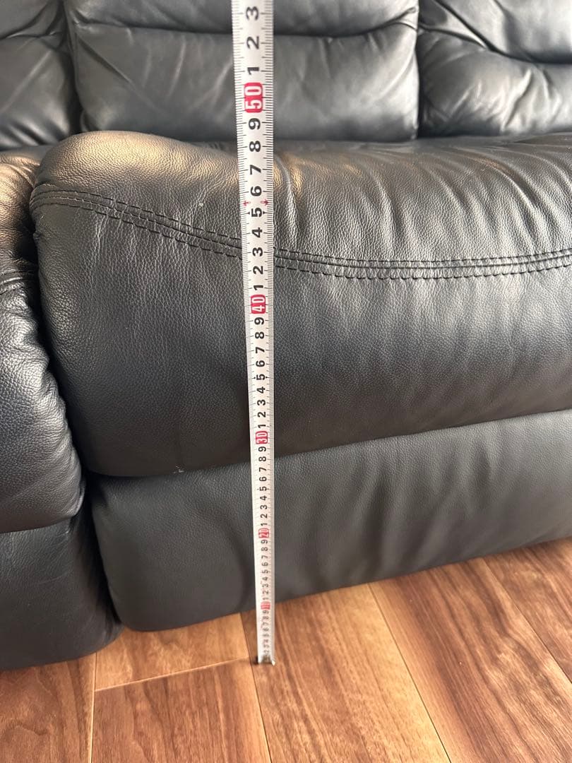 ニトリ電動リクライニングソファ 3人掛け本革 黒 送料込2/14まで指定日発送