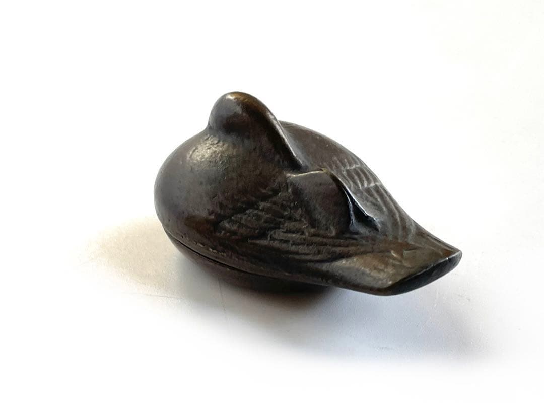 金属工芸　作者不明　香合　鴨　雀　燕　銅製　金物　茶道具　箱なし