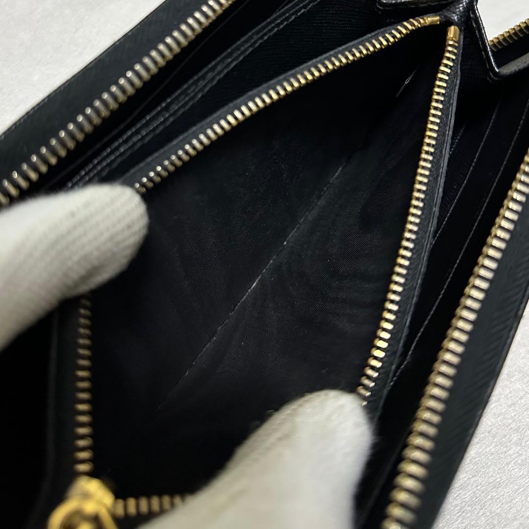 PRADA プラダ　長財布　ラウンドファスナー　ゴールドロゴ　サフィアーノレザー
