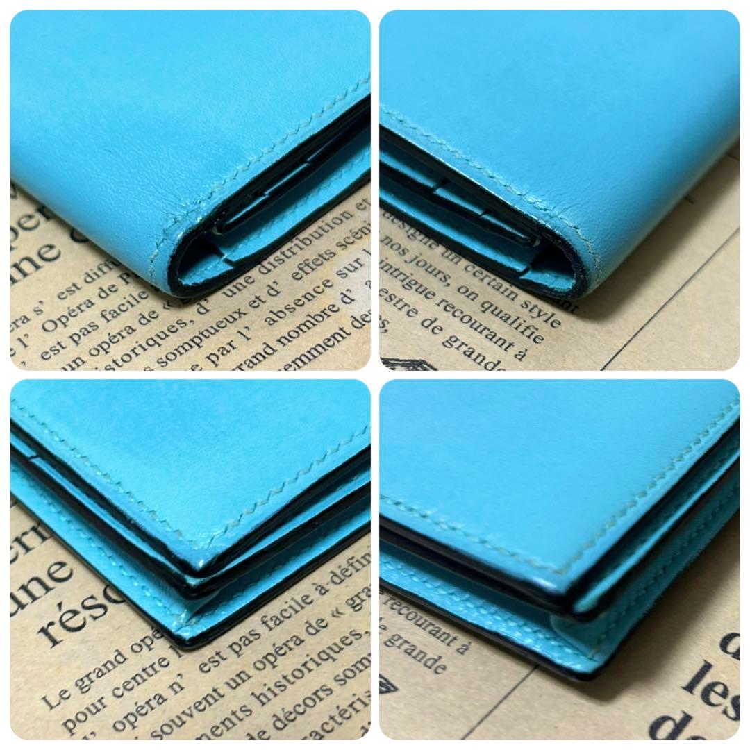 エルメス ベアン スフレ リザード タデラクト 長財布 ブルーアトゥール