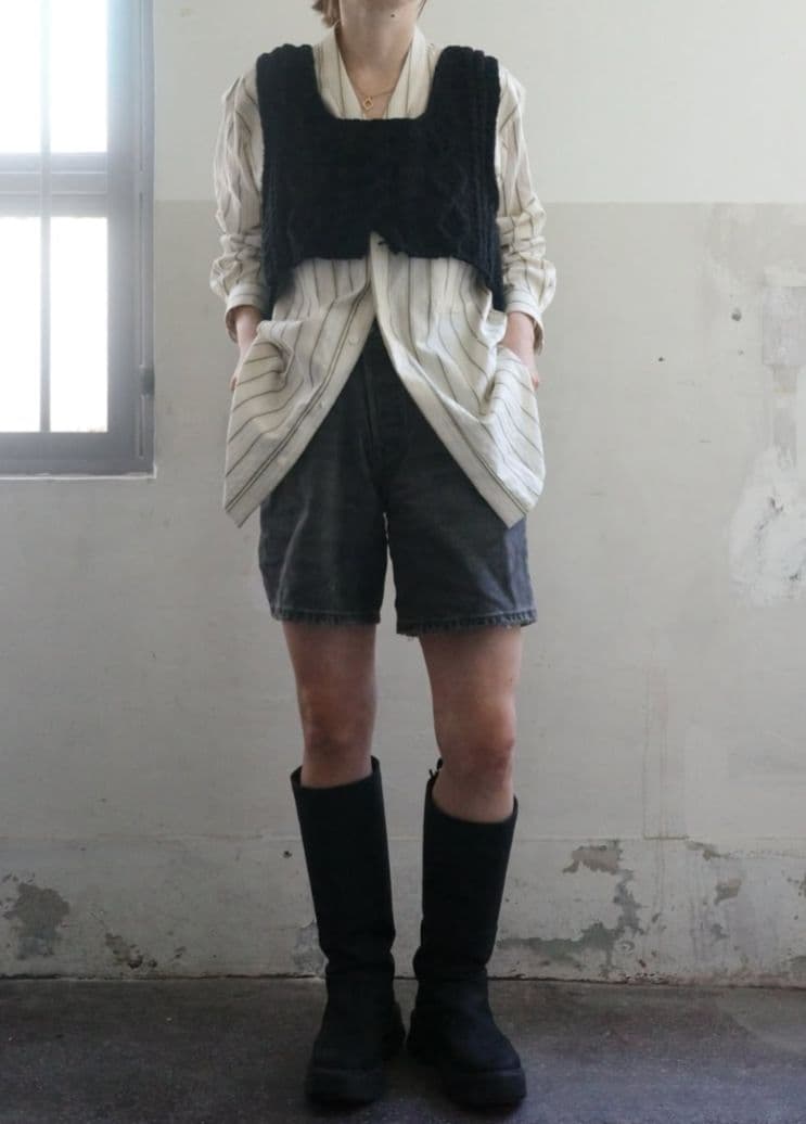 Ajwain HAND KNIT cotton vest ニット ベスト