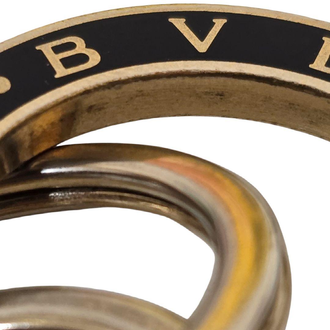 ブルガリ キーリング 現行 3連 イタリア製 メタル 黒 金 35279