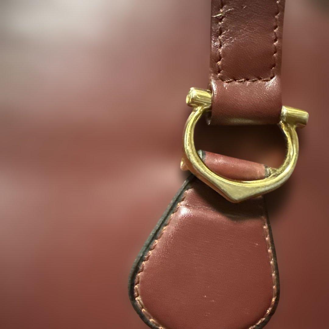 美品 カルティエ トートバッグ ボルドー A4可 ゴールド金具