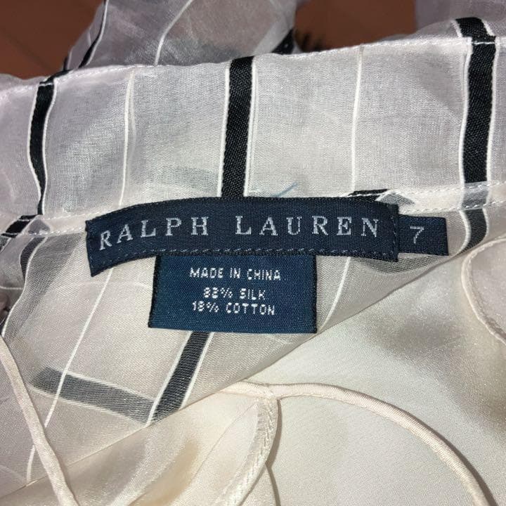 ラルフローレン【7】レディースカットソー 白 黒 シルク コットン 超美品