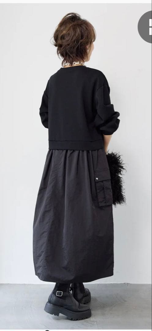 PLUS OTO.HA 異素材ドッキングワンピース