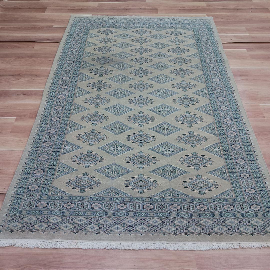 Y2741 パキスタン絨毯 ウール 手織り 大判150×242㎝ トライバルラグ