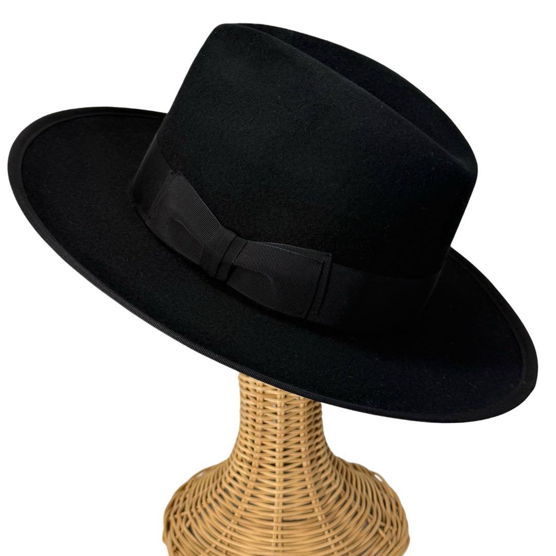 STETSON SE827 フラットブリムフェルトハット　黒色