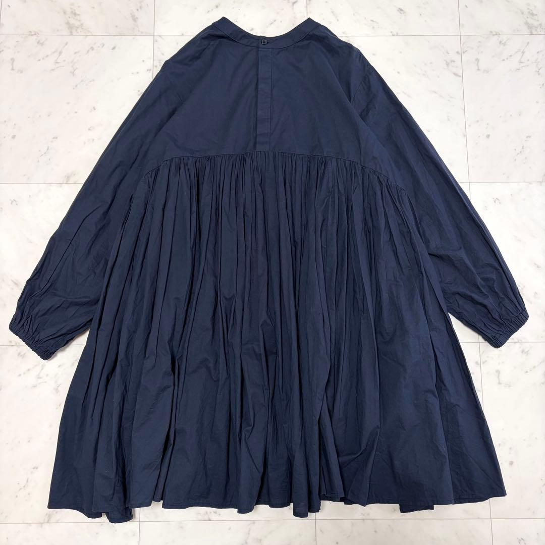 美品 ビアズリー ギャザーチュニック ブラウス ネイビー 2way