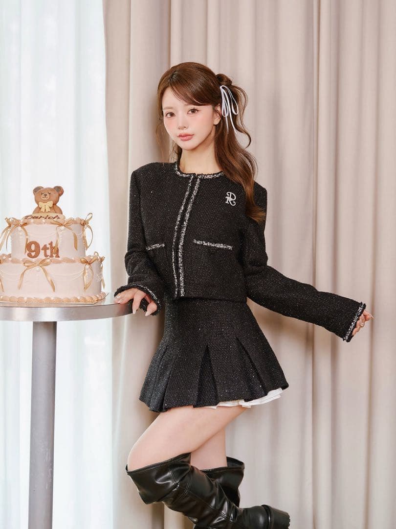 Darich スパンコールツイードミニスカート BLK M