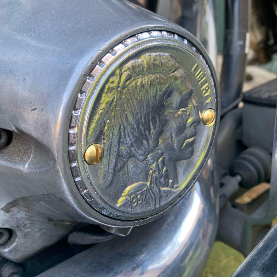 ハーレーアルミ砂型 ポイントカバービンテージタイプ真鍮ネジ