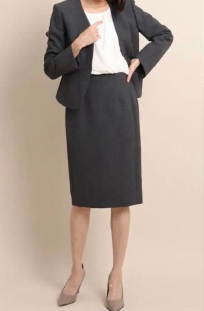 COUP DE CHANCE スカートスーツ 上下セット　グレー　抗菌　就活　S