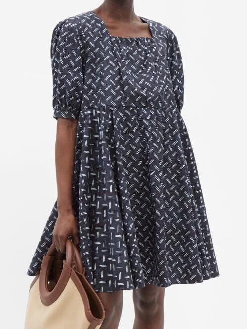 定価7万円 新品 MERLETTE マーレット ネイビー柄物ワンピース