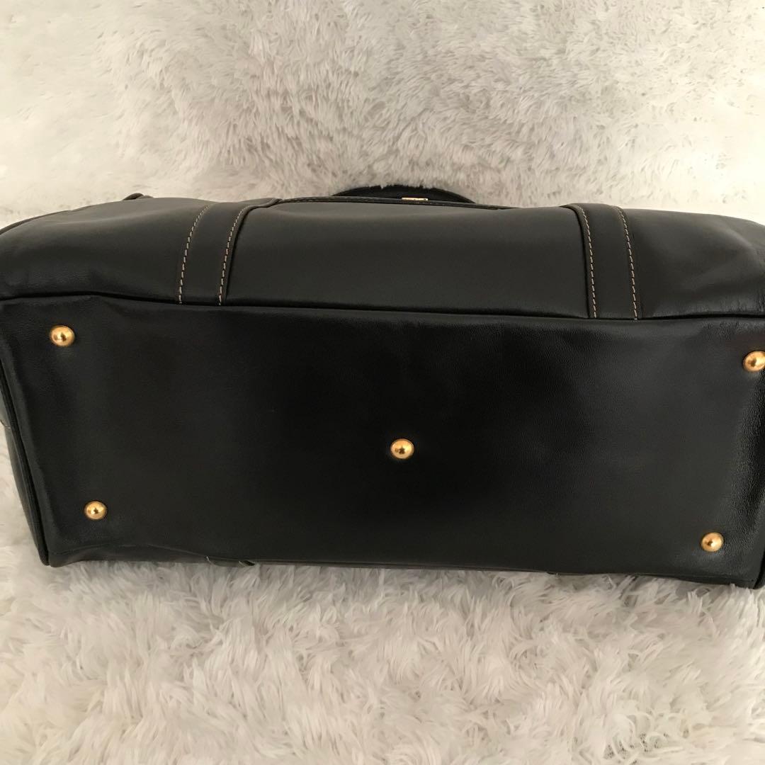 ★美品★GOLD PFEIL レザー ボストン ハンドバッグ 黒 GD金具