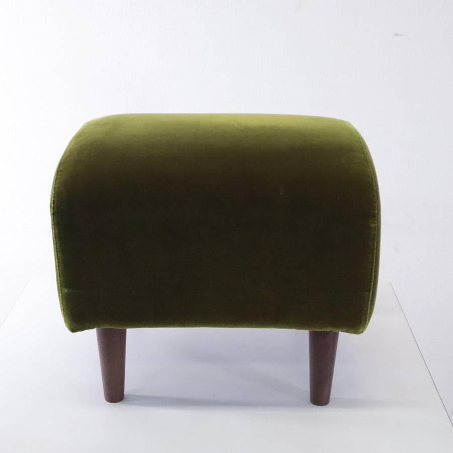 SWITCH Fスツール オットマン モケットグリーン ウォールナット無垢材