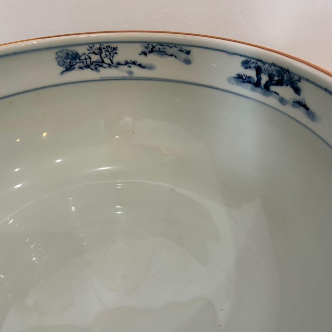 【平水指】山水 水指 茶道具 染付 洞華苑 木箱入り