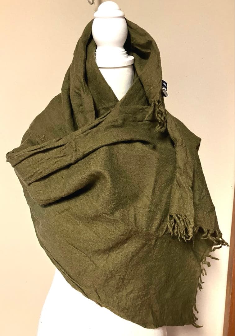 コムデギャルソンHOMME 縮絨ウールマフラー ミリタリカーキ