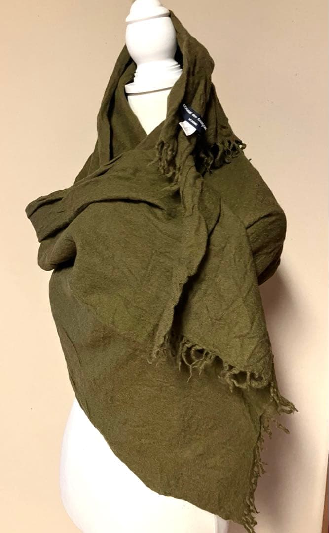 コムデギャルソンHOMME 縮絨ウールマフラー ミリタリカーキ