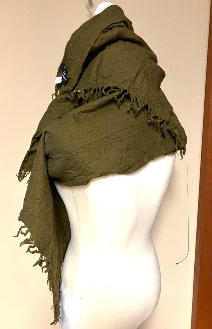 コムデギャルソンHOMME 縮絨ウールマフラー ミリタリカーキ