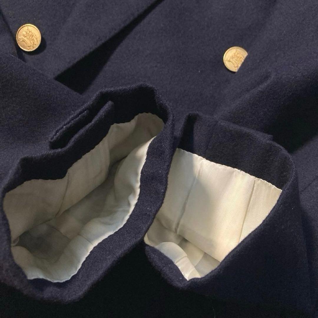 【やま】バーバリーズ ダブル テーラードジャケット 金ボタン ウール 濃紺