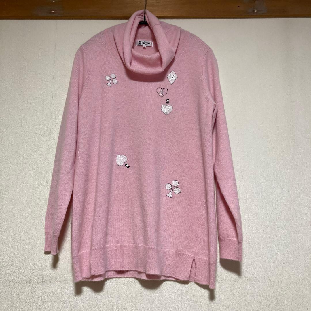 PICONE カシミヤ100% 長袖タートルネックチュニック