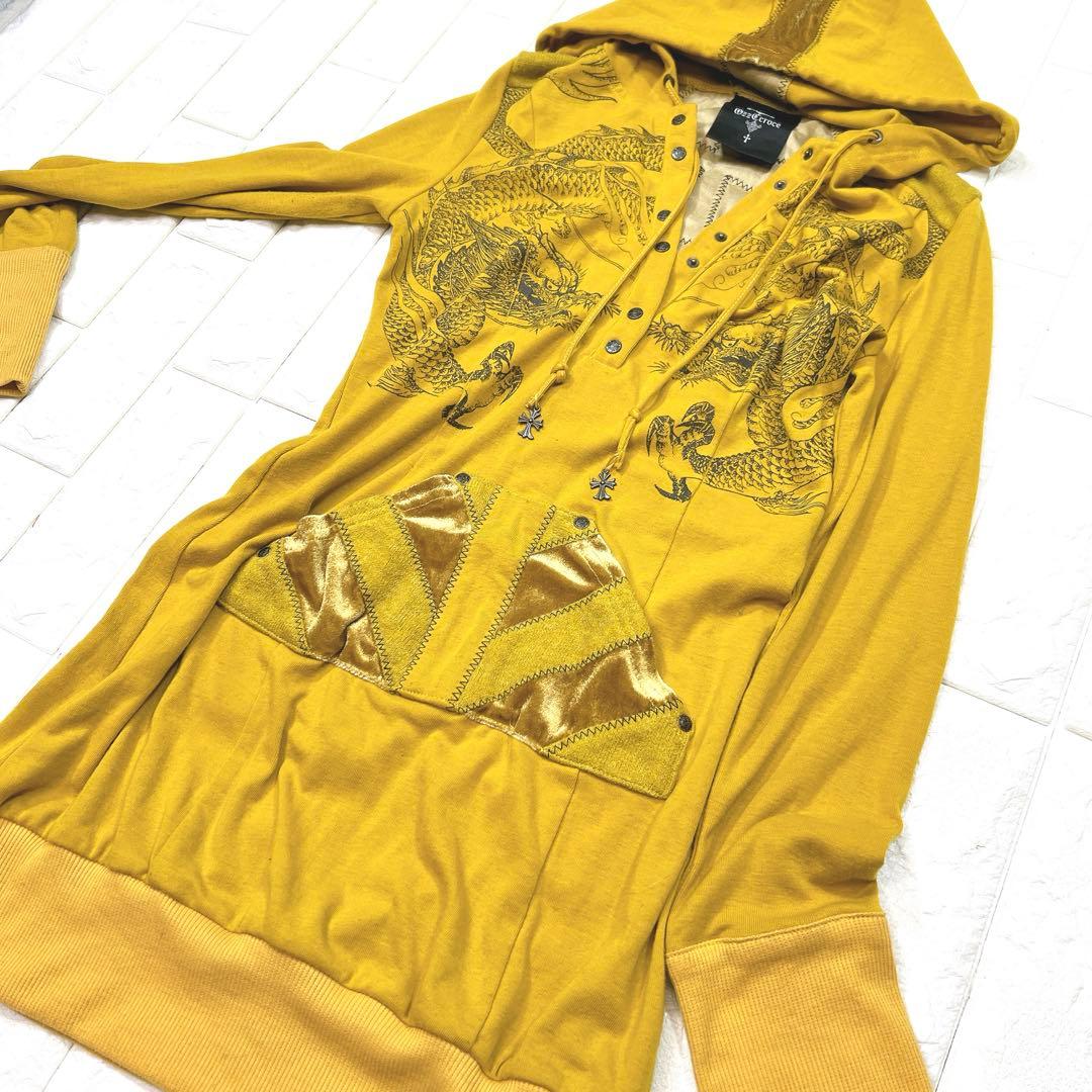 オッズクローチェ ドラゴン ロング丈 パーカー クロスチャーム ゴスロリ