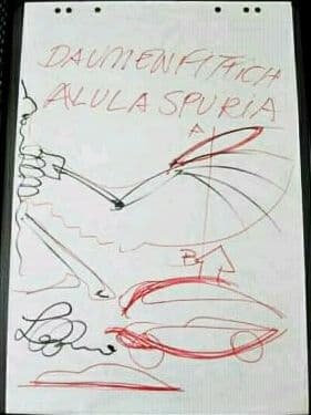 レア！ルイジコラーニCOLANI自筆サイン入りスケッチ「アルーラスプリア」空力学