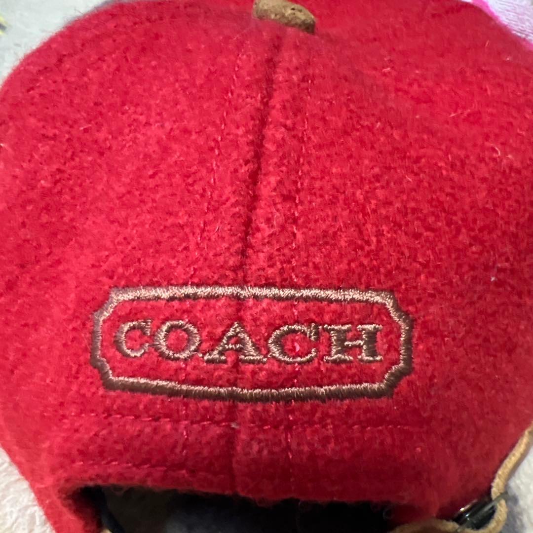 ビンテージCOACH ウール レザーキャップ