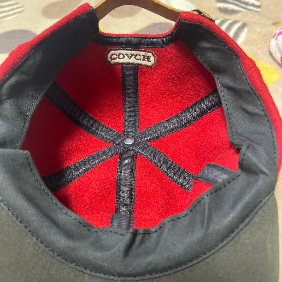 ビンテージCOACH ウール レザーキャップ