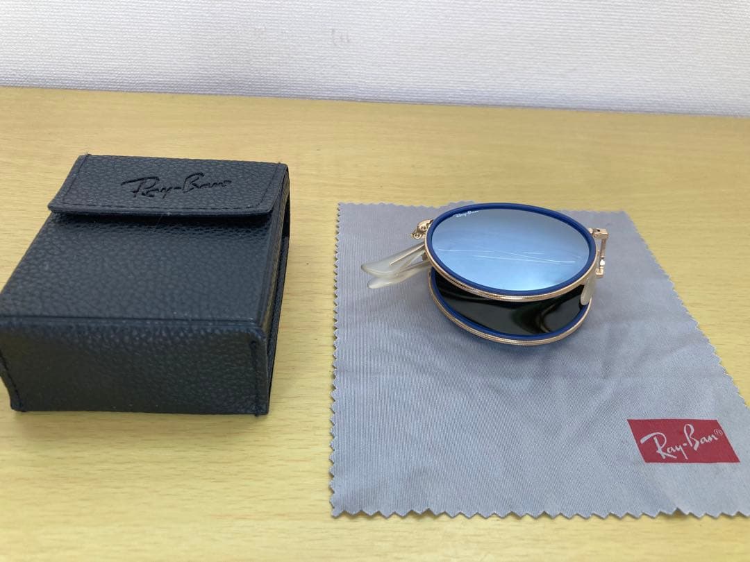 Ray-Ban ブルーミラー ラウンドサングラス　折りたたみ式