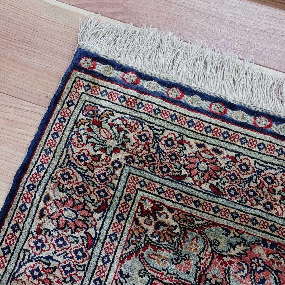 Y2756 トルコ絨毯 カイセリ シルク100% 手織り 135×91㎝