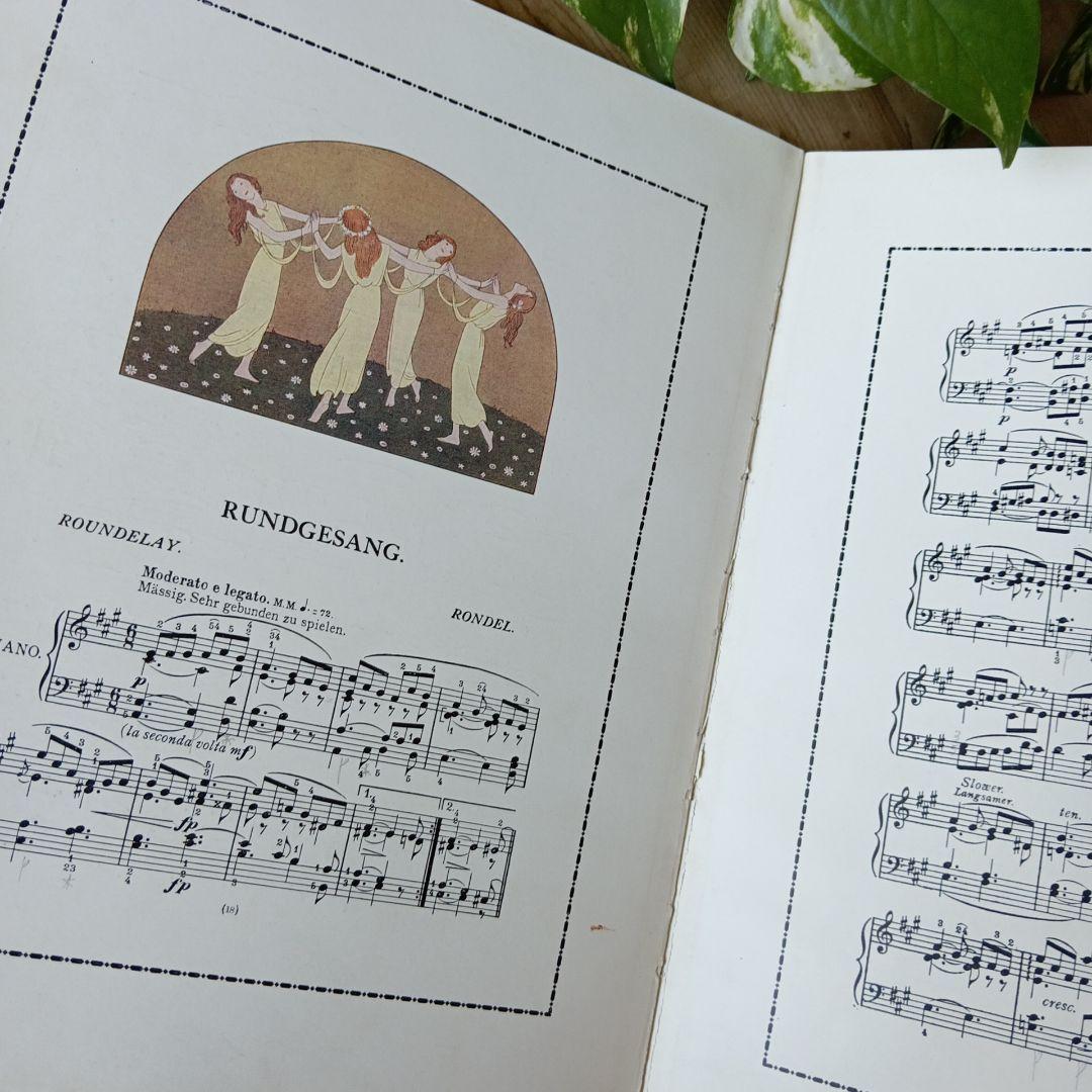 洋書古書1922年メッセージ　楽譜シューマン　ルメール画集アンティーク 水彩画