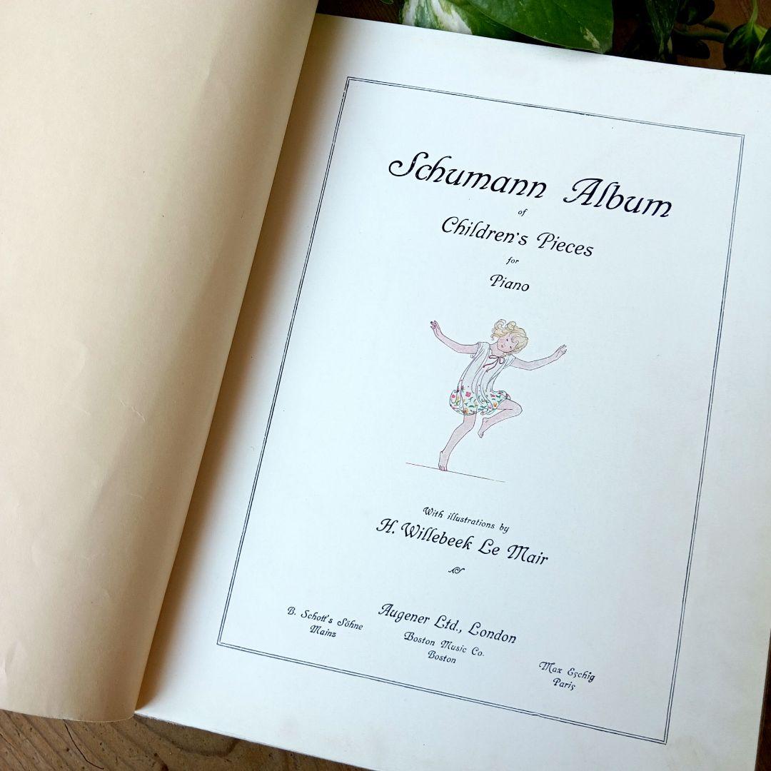 洋書古書1922年メッセージ　楽譜シューマン　ルメール画集アンティーク 水彩画