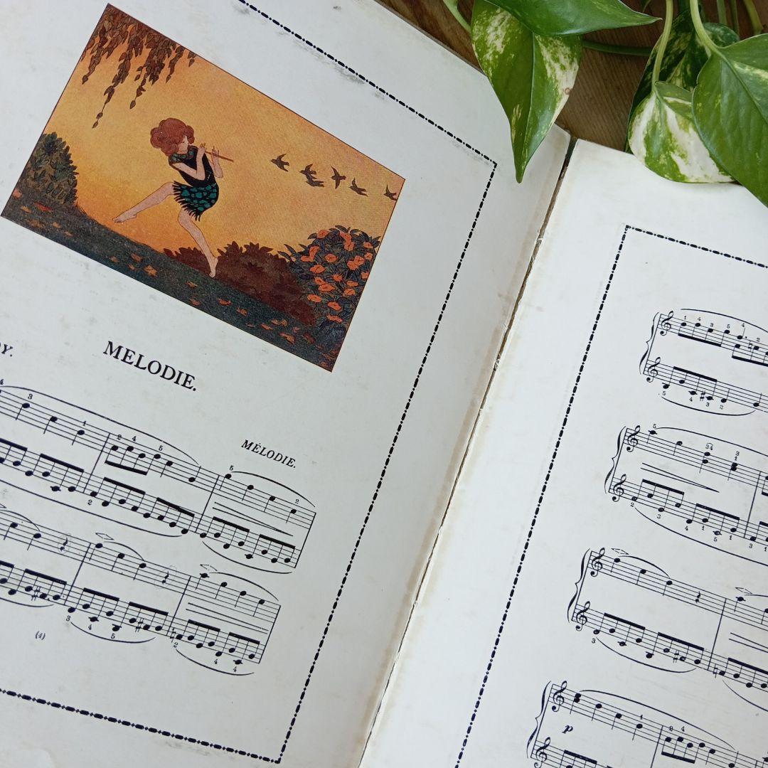 洋書古書1922年メッセージ　楽譜シューマン　ルメール画集アンティーク 水彩画