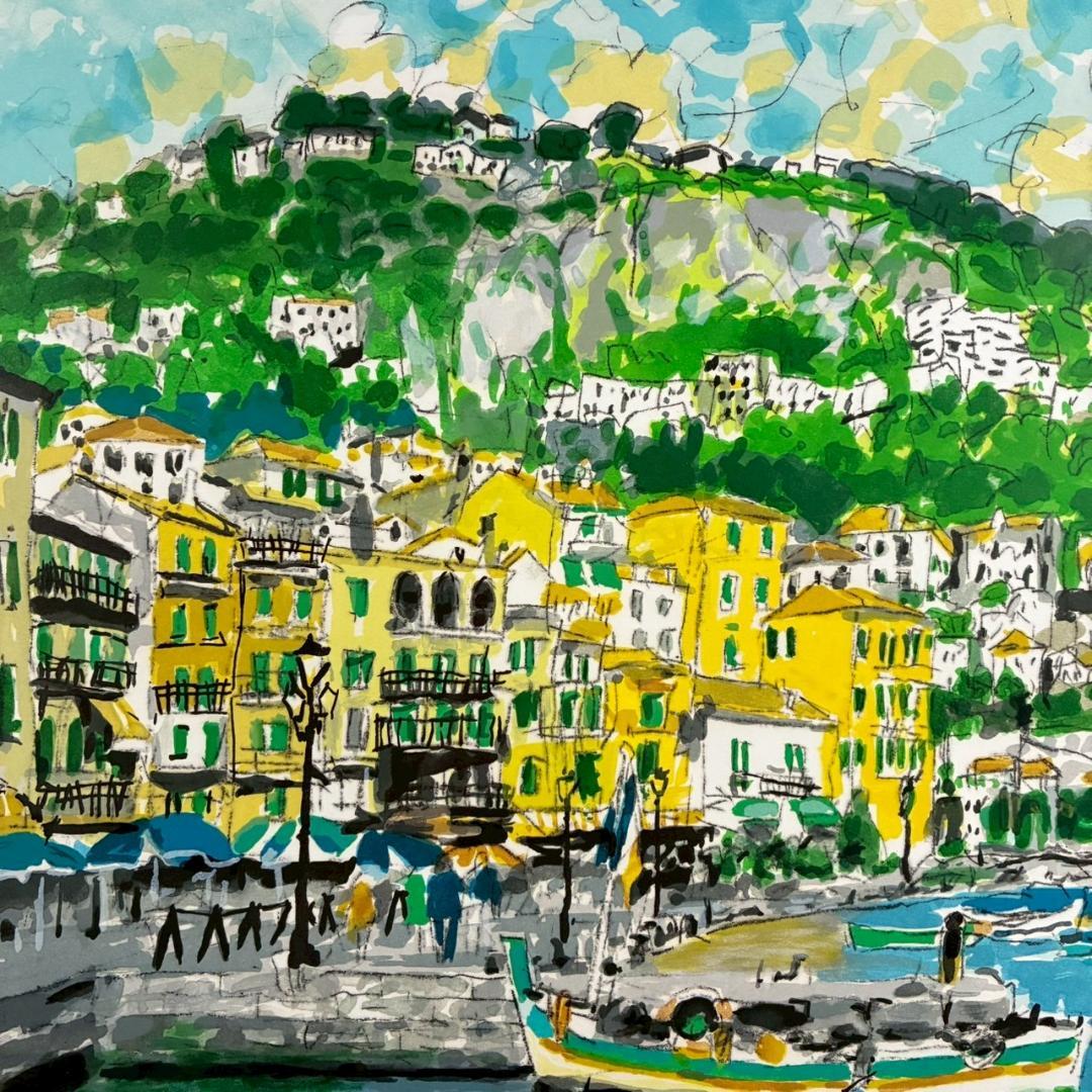 児玉幸雄「初夏の海岸」リトグラフ 直筆サイン有 お洒落な額装 パリ フランス