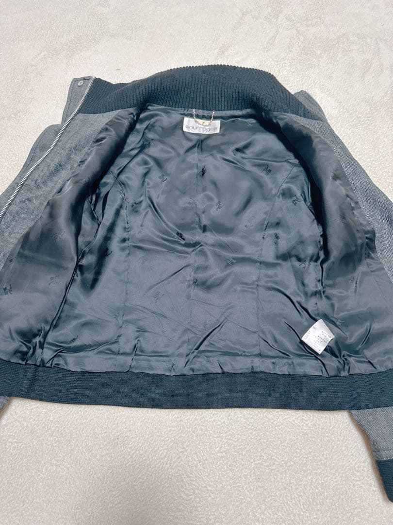 【極美品】希少 クレージュ ジャケット ブルゾン グレー 黒 シルク 38