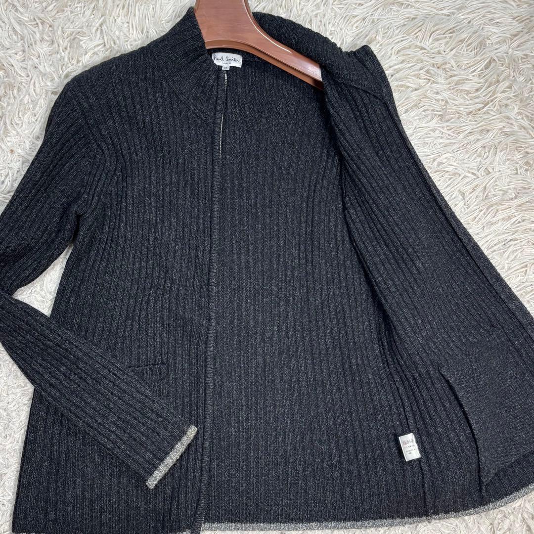 美品　ポールスミス　ドライバーズニット　四者混　ダブルファスナー　カシミヤ　黒