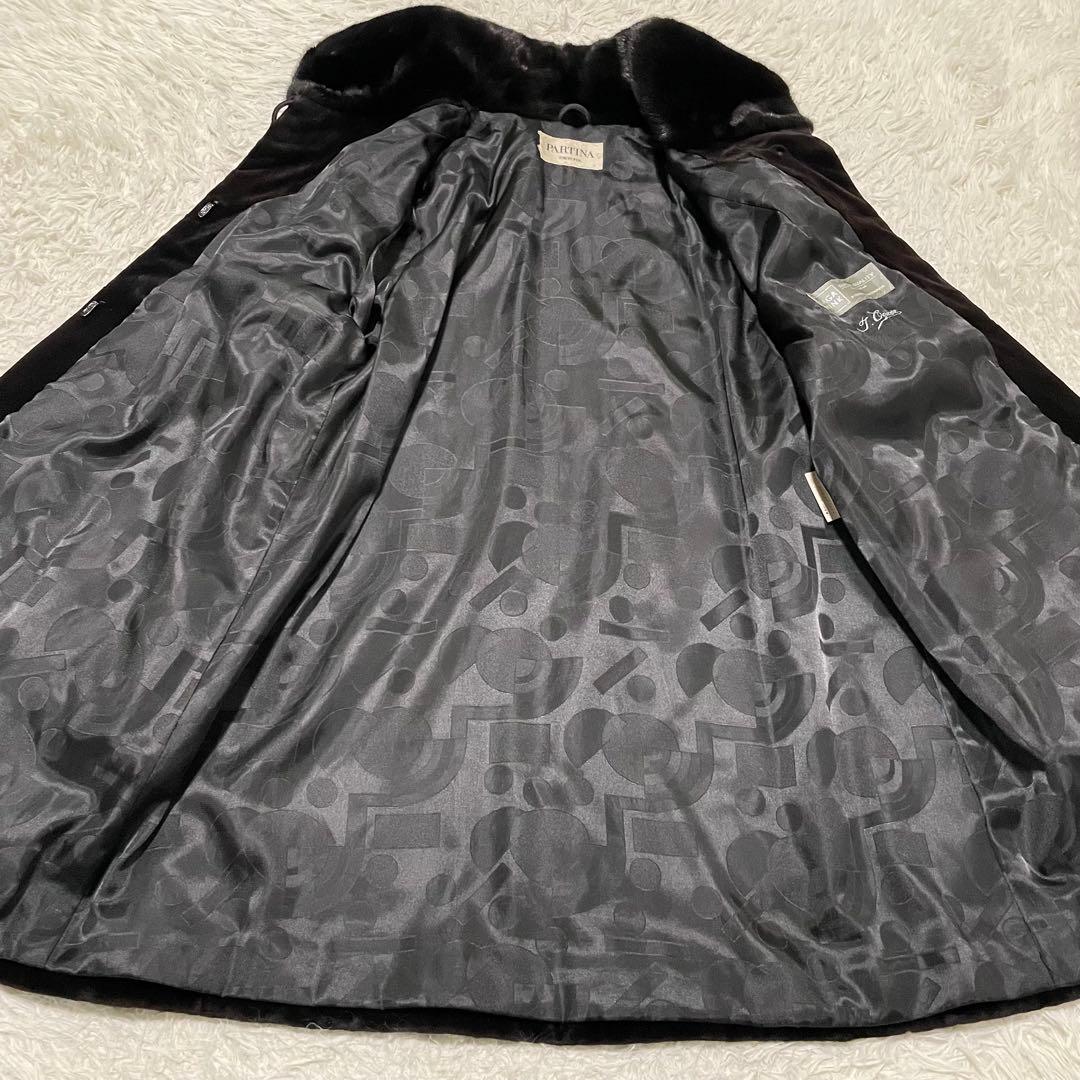 2XL相当 SAGA MINK ロングコート シェアードミンク レア ダイヤ模様