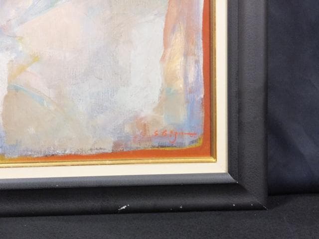 現代アート　斎藤静輝　直筆サイン『女の像』キャンヴァスに油彩 0418N