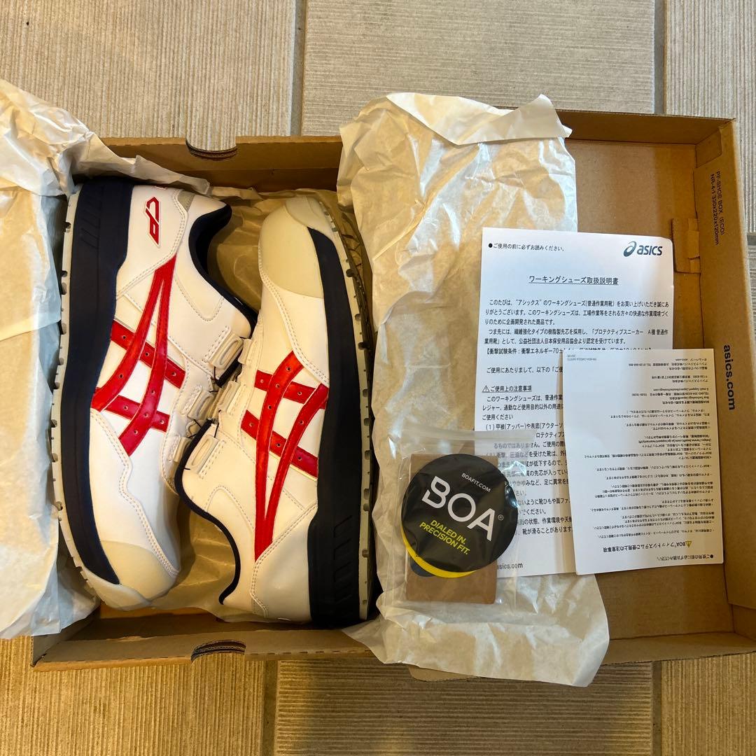 ASICS 安全靴 ホワイト/レッド