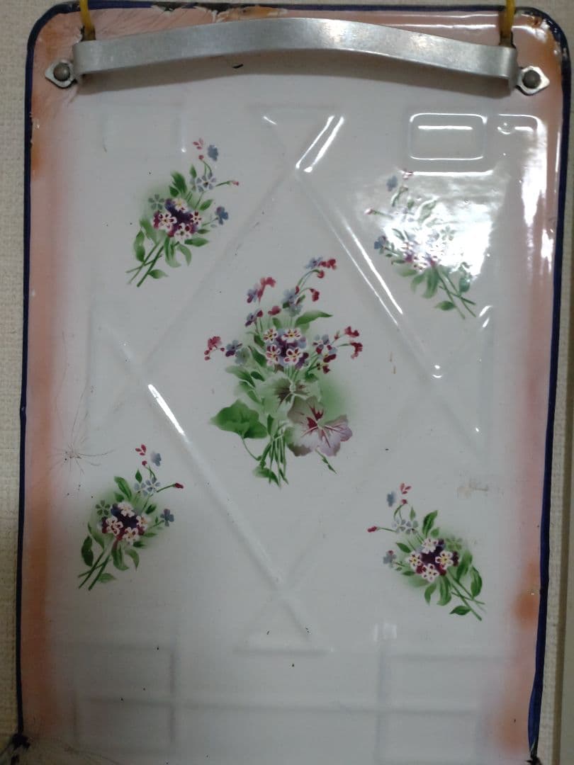 レードルラック　アンティーク　花柄　ホーロー